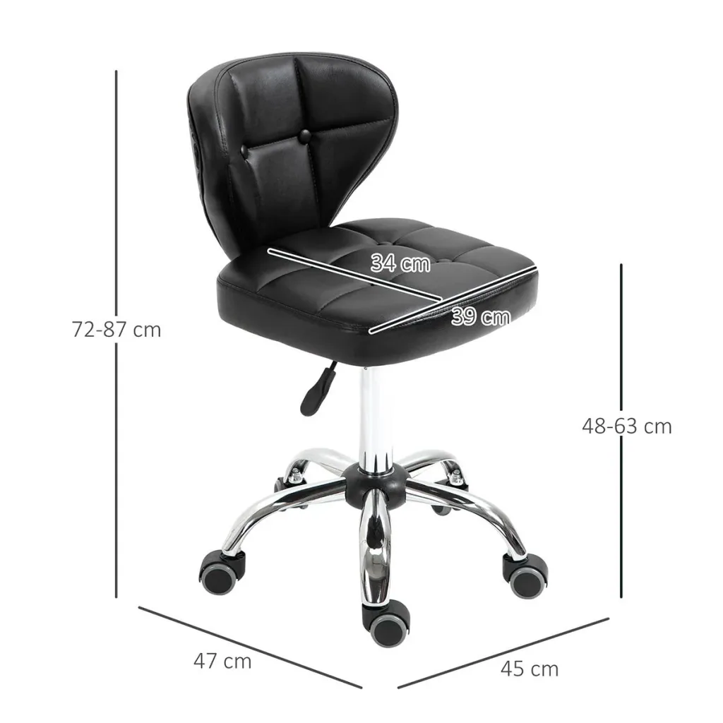 2er-Set Arbeitshocker mit Rückenlehne 72-87 cm höhenverstellbar Büro Dunkelgrau 45 x 47 x 72-87 cm