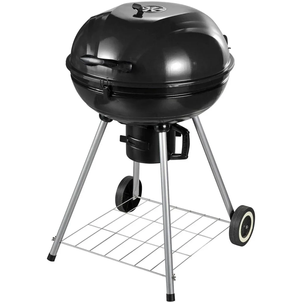Grillwagen Kohlegrill Standgrill Kugelgrill BBQ rund mit Aschefänger Metall Schwarz Ø57 x 94 cm