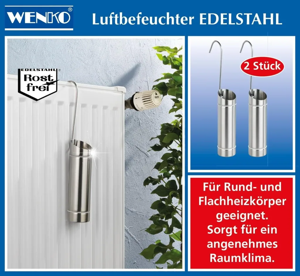 Luftbefeuchter für Heizkörper, aus Edelstahl, 2er Set