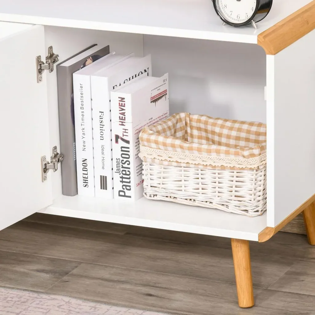 TV Schrank mit 2 Schubladen und 1 Fach Weiß+Natur