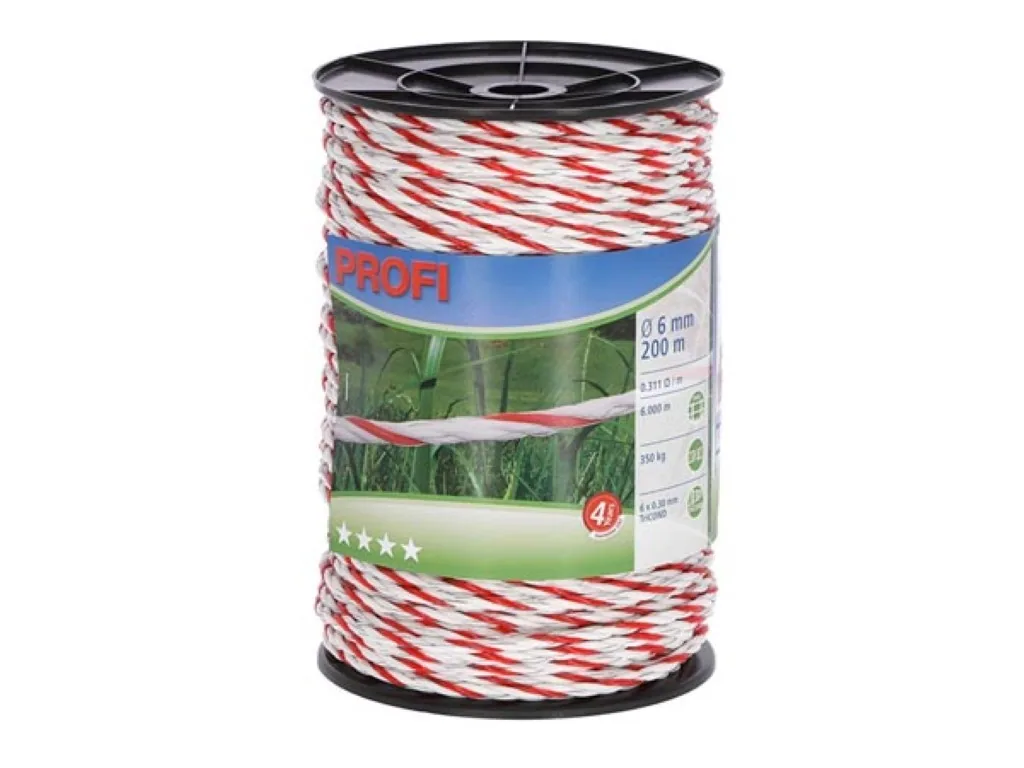 Fechtseil Profi 200 m, Ø 6 mm, weiß/rot, 6x0,30 TriC