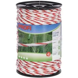 Professionelle Zaunschnur 6Mm, 6X0,30 Tric, 200M, Weiß/Rot