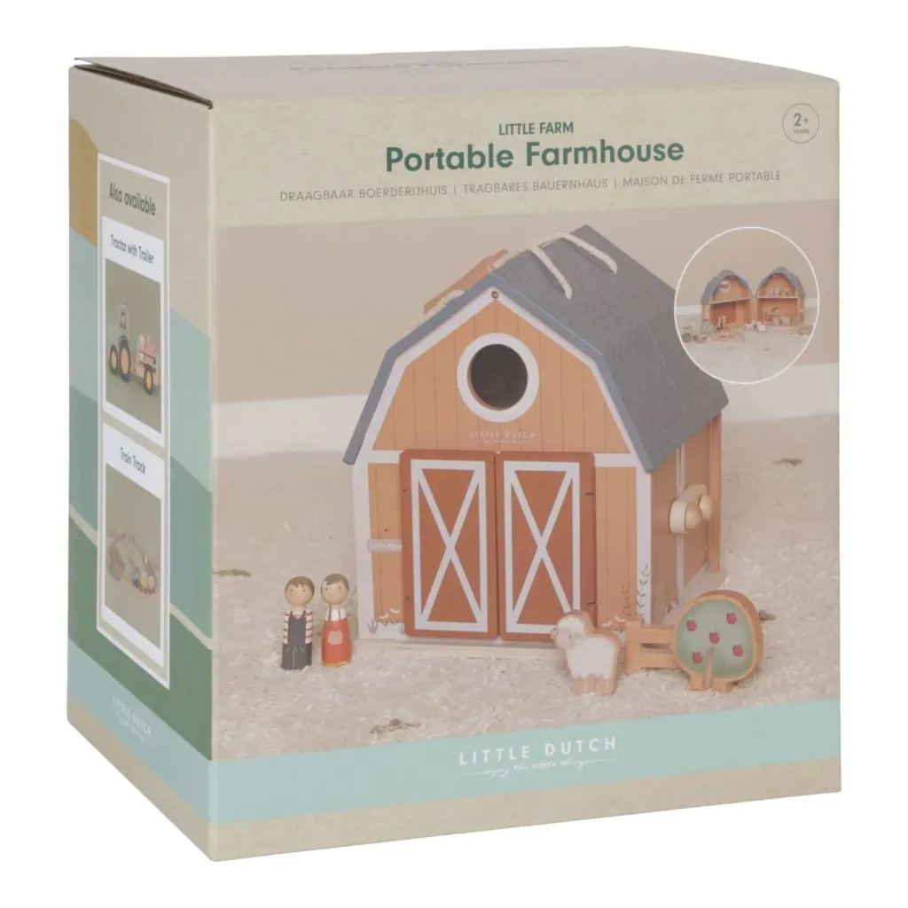 Little Dutch Puppenhaus Little Farm - Holzspielzeug mit Figuren für Kinder ab 3 Jahren