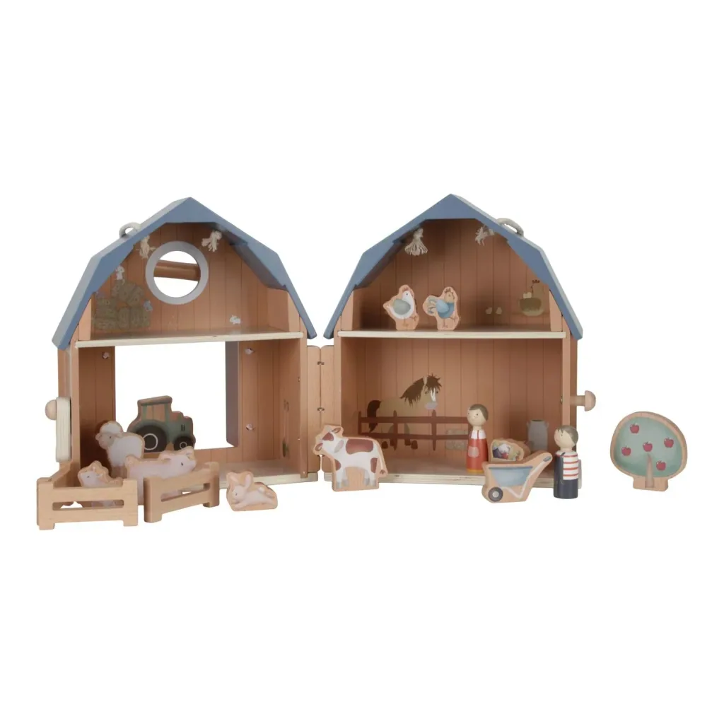 Little Dutch Puppenhaus Little Farm - Holzspielzeug mit Figuren für Kinder ab 3 Jahren