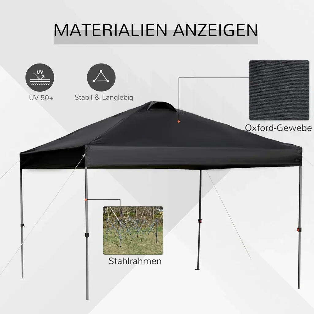 Pop-Up-Pavillon zusammenfaltbar schwarz