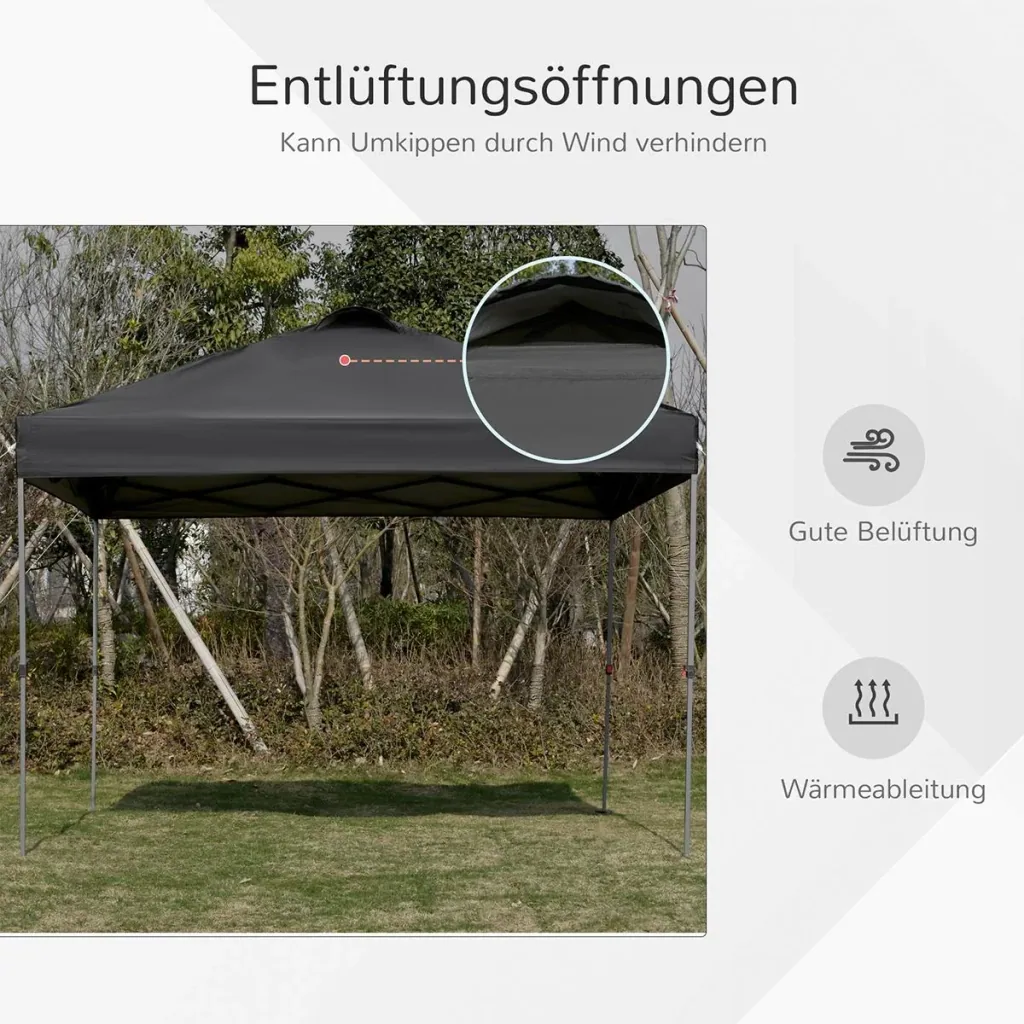Pop-Up-Pavillon zusammenfaltbar schwarz