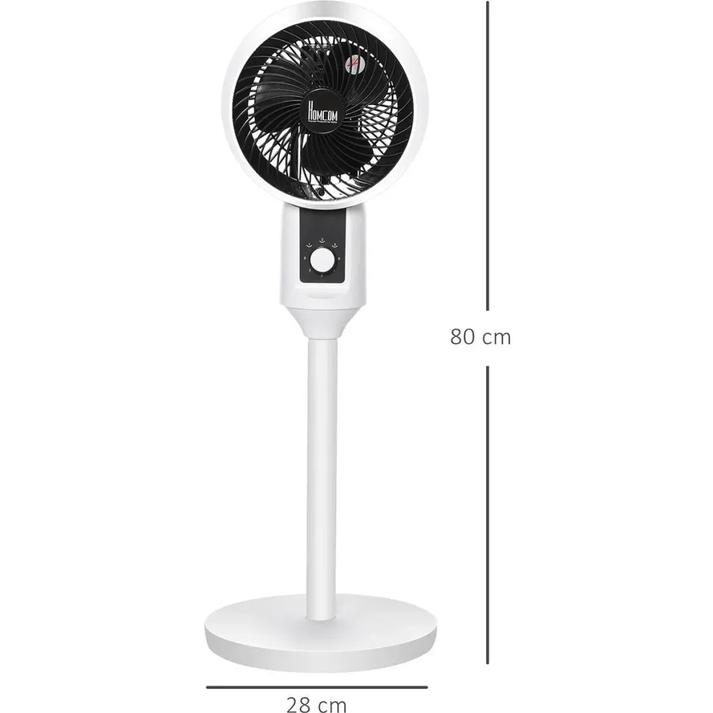 Standventilator 3 Geschwindigkeiten Luftumwälzung einstellbar 70° Oszillation Kunststoff Stahl Ø28 x 80H cm