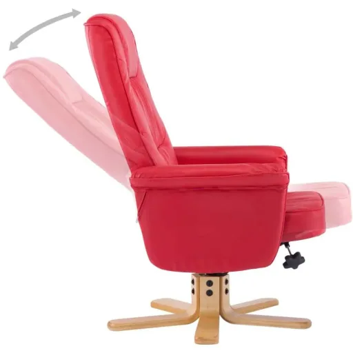 Sessel mit Fußhocker Kunstleder rot