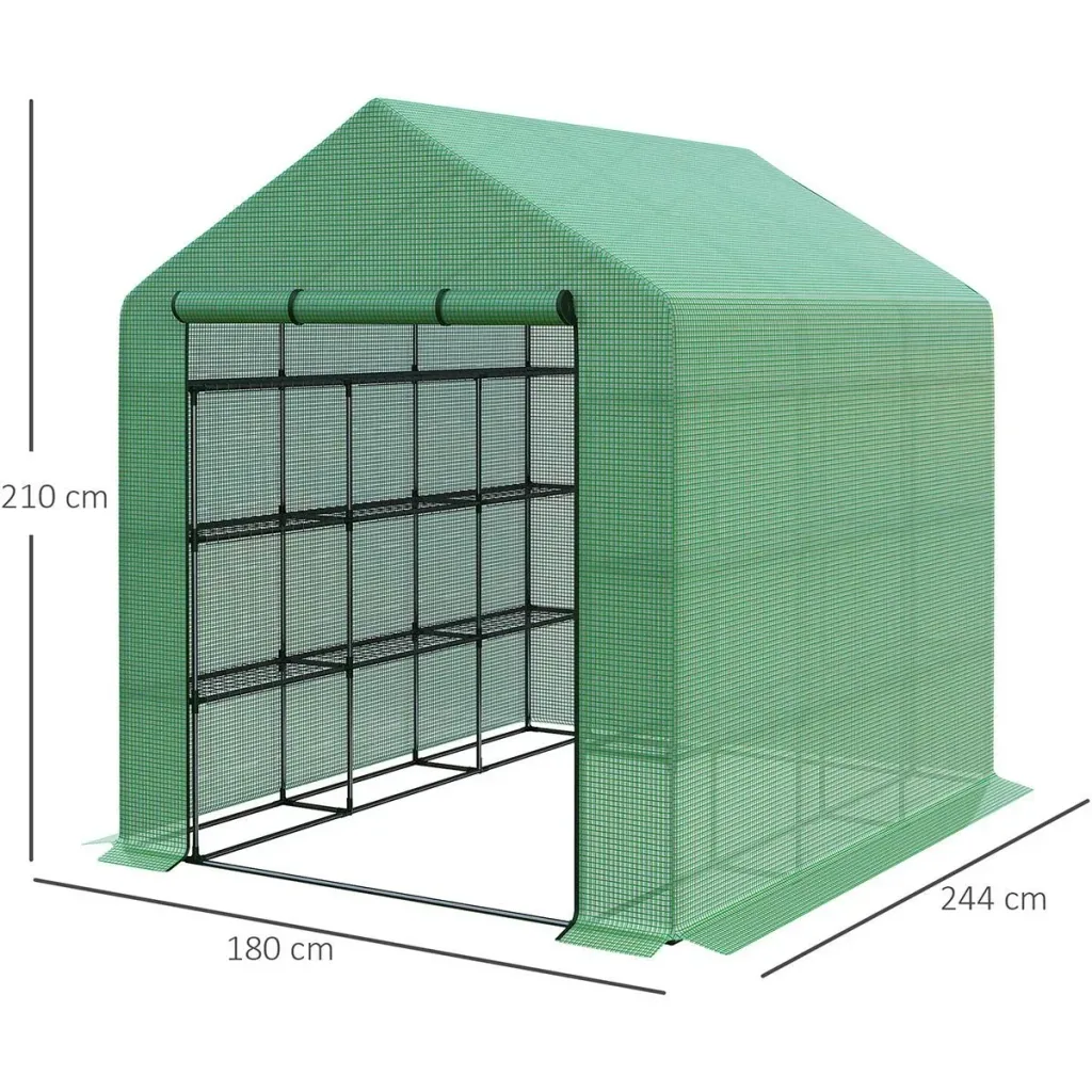 Foliengewächshaus Gewächshaus Treibhaus mit Blumenregal Frühbeet Tomatenhaus Pflanzenhaus für Garten, aus Stahlrohl und