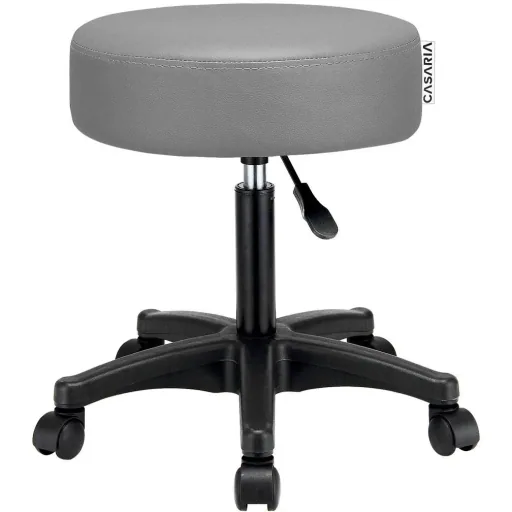 Rollhocker Arbeitshocker - | 56 x 56 x 46-61 cm | Grau - Drehbar und verstellbar