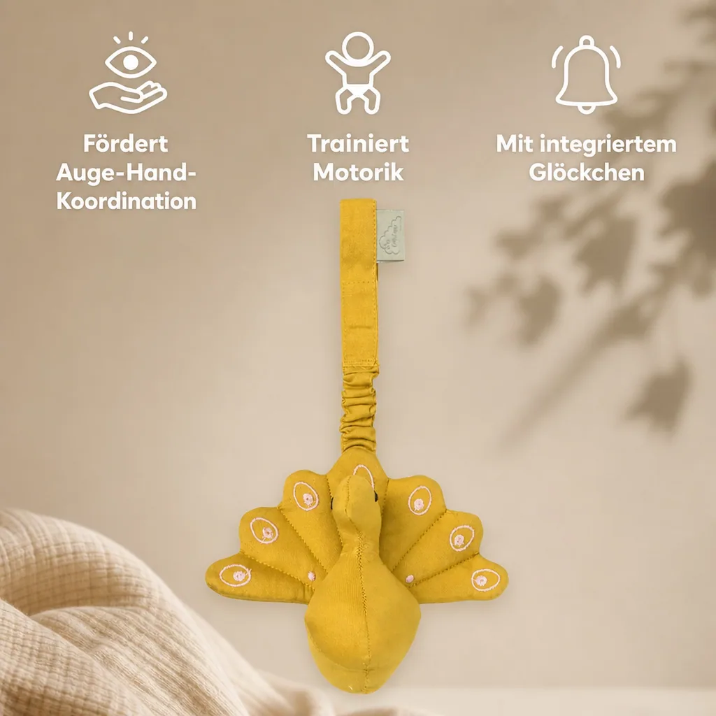 Cam Cam Baby Spielzeug Pfau senfgelb