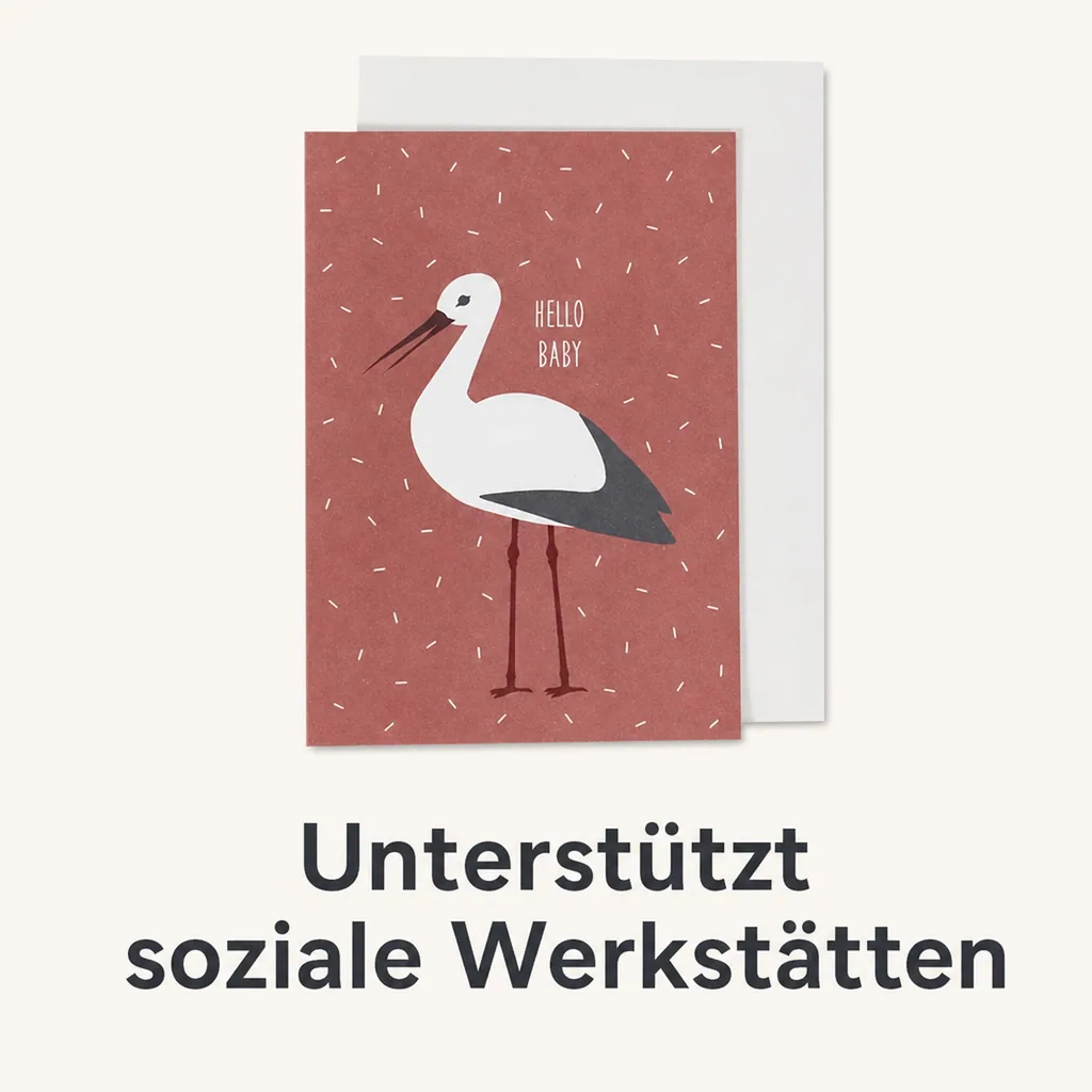 Ava & Yves Glückwunsch Karte zur Geburt Storch rot