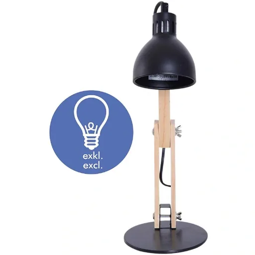 Tischleuchte Schreibtischlampe verstellbar Leselampe Büro Metall + Holz schwarz 26 x 15 x 41 cm