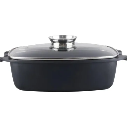 Kasserolle - mit Glasdeckel - 32 cm - Schwarz