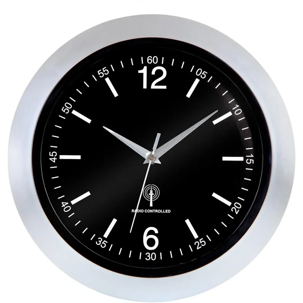Wanduhr silber/schwarz Ø30cm