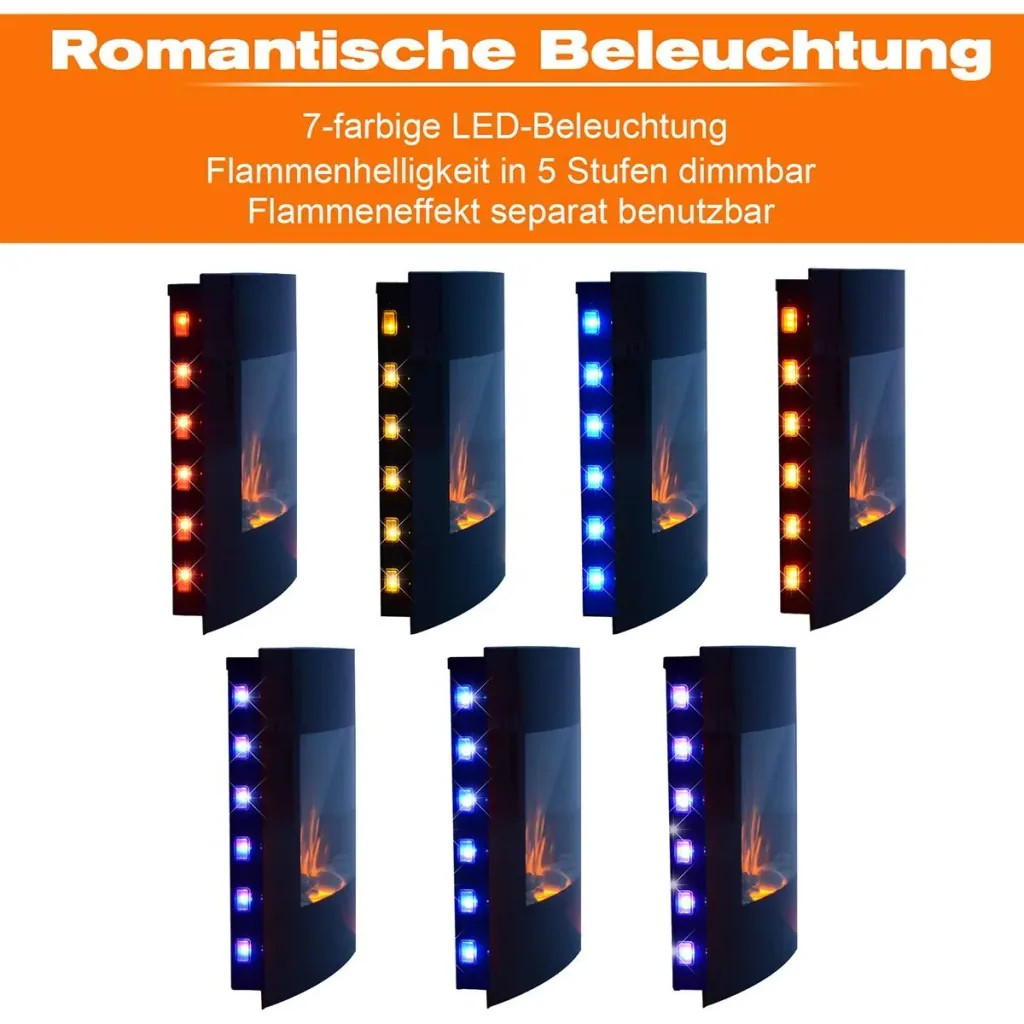 LED Elektrokamin mit Heizfunktion und Fernbedienungen schwarz
