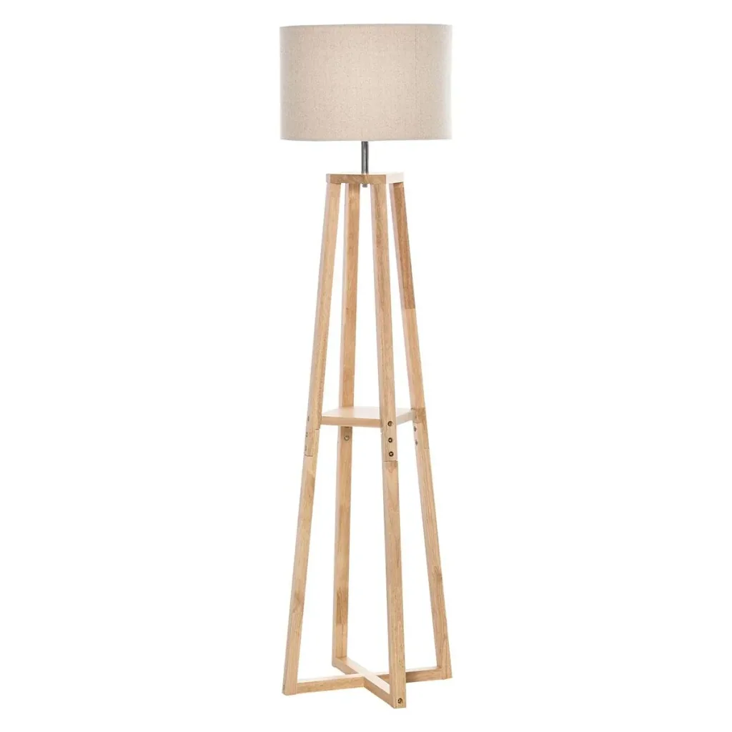 Stehlampe Stehleuchte mit Regal Pedal-Schalter modern und prägnant für Wohnzimmer Schlafzimmer Büro Metall Leinen Gummih