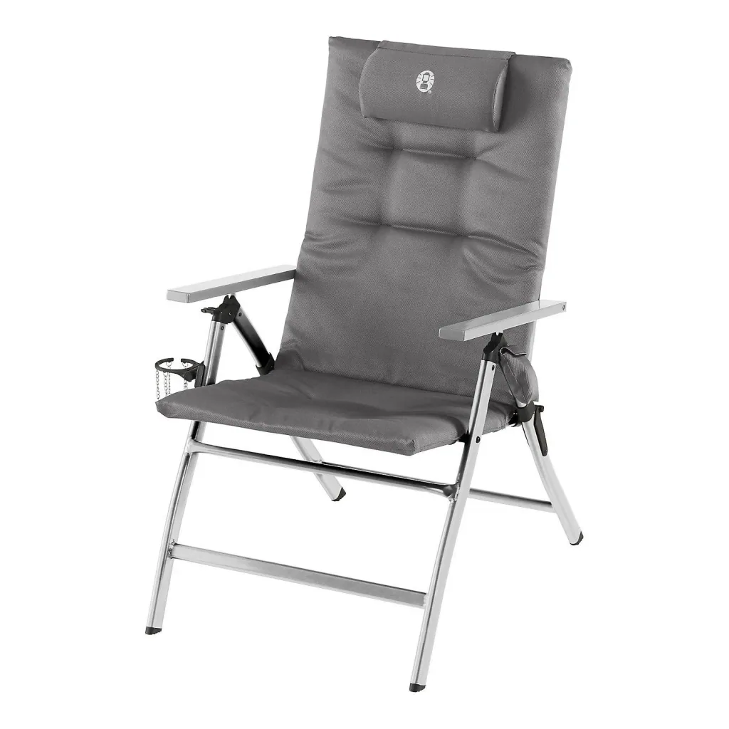 5 Position Padded Aluminium, Camping Stuhl, integrierter Getränkehalter, gepolsterter Rückenlehne, max 120 kg