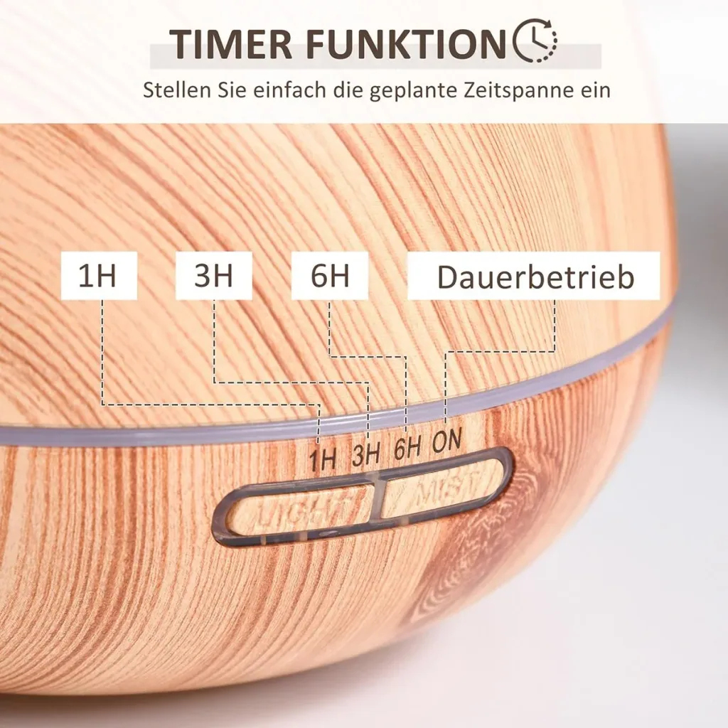 Aroma Diffuser für ätherische Öle mit LED natur