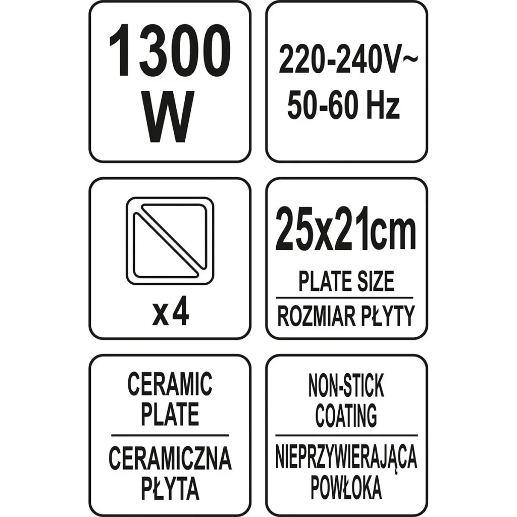 Toastmaschine - 4 Toasts gleichzeitig - 1300W - Antihaftbeschichtung