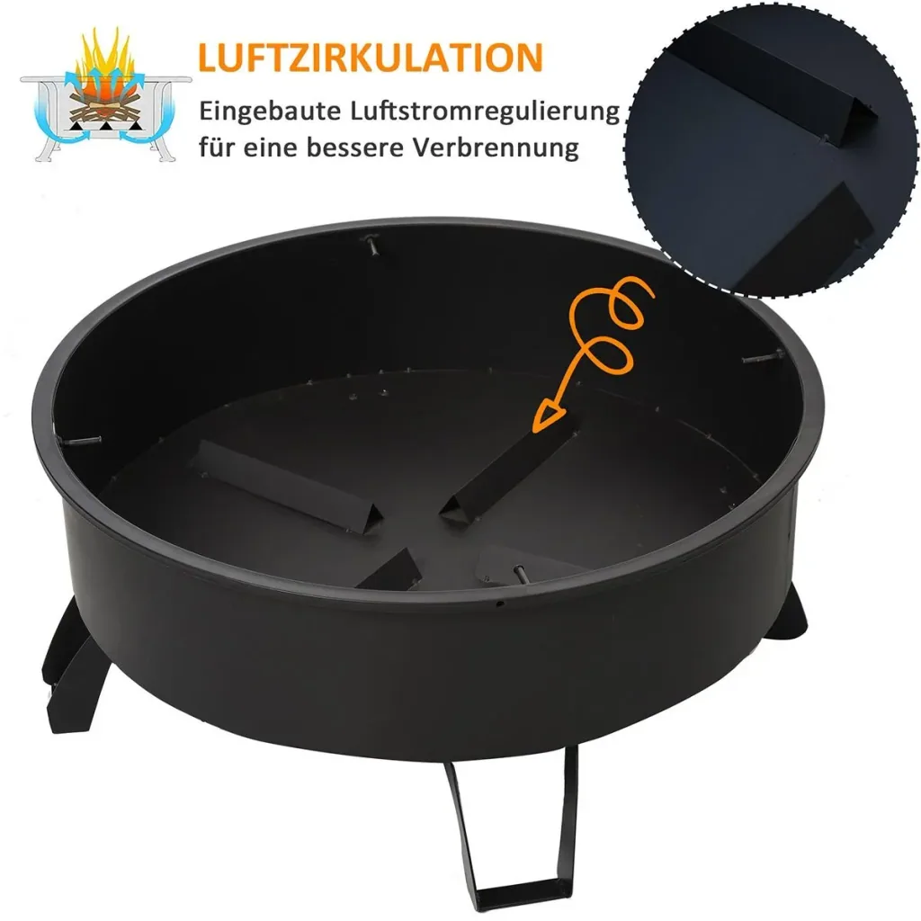 2-in-1 Feuerschale mit Grillrost schwarz