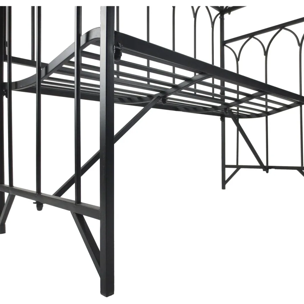 Rosenbogen mit Bank Rosenbank Laubenbank Rankgitter Rankhilfe Metall Schwarz 115 x 50 x 203 cm