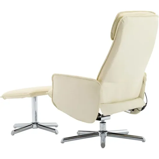 Massagesessel verstellbar mit Fußhocker Kunstleder creme