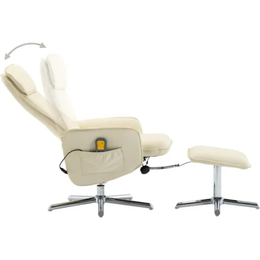 Massagesessel verstellbar mit Fußhocker Kunstleder creme