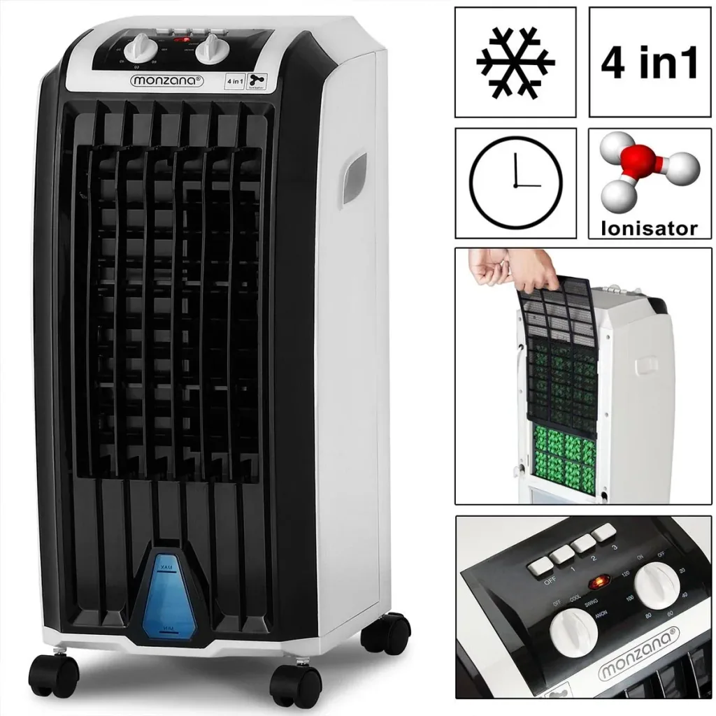 Mobiles Klimagerät weiß/schwarz 5L inkl. Timer, Fernbedienung & 2 Kühlelemente