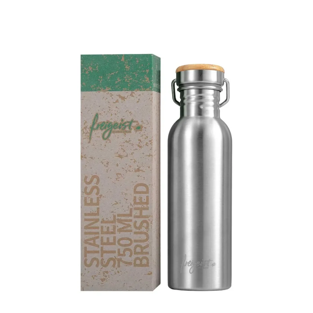 Edelstahlflasche 750ml, matt mit aquabook Flaschenbürste XL