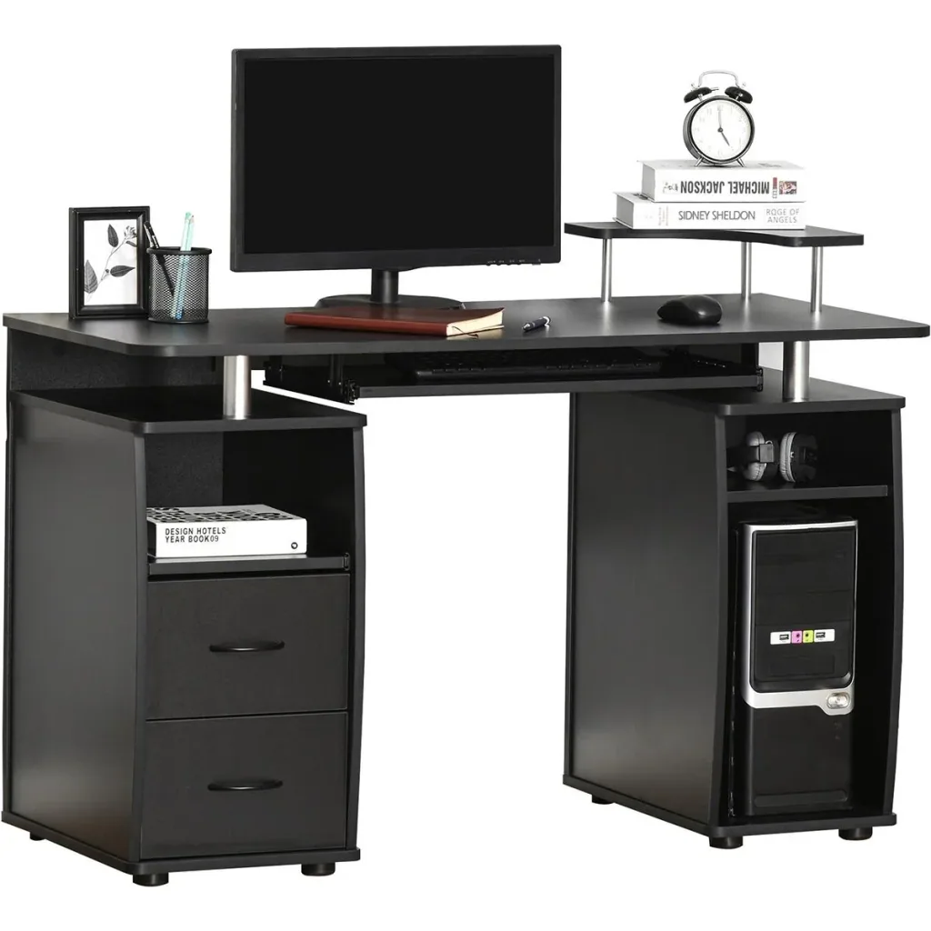 Computertisch mit 2 Schubladen Walnuss