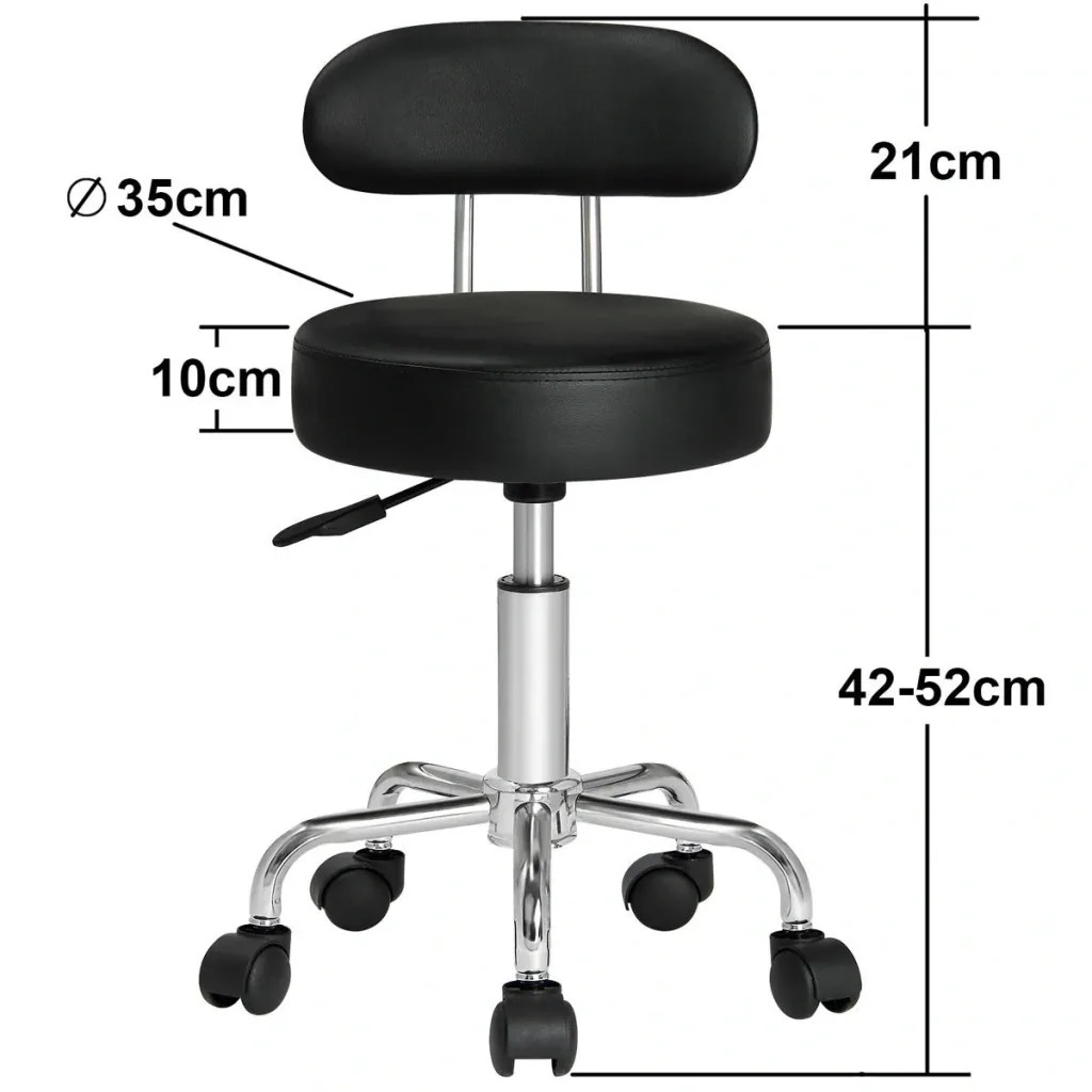Rollhocker schwarz mit Rückenlehne
