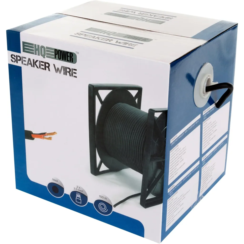 Lautsprecherkabel 2x2.50mm², 100 Meter, schwarz, Spule, reiner OFC-Kupferdraht für Hifi-System, Heimkino, Lautsprecheranschluss, flexible Audio-Rolle, professionelle Tonübertragung