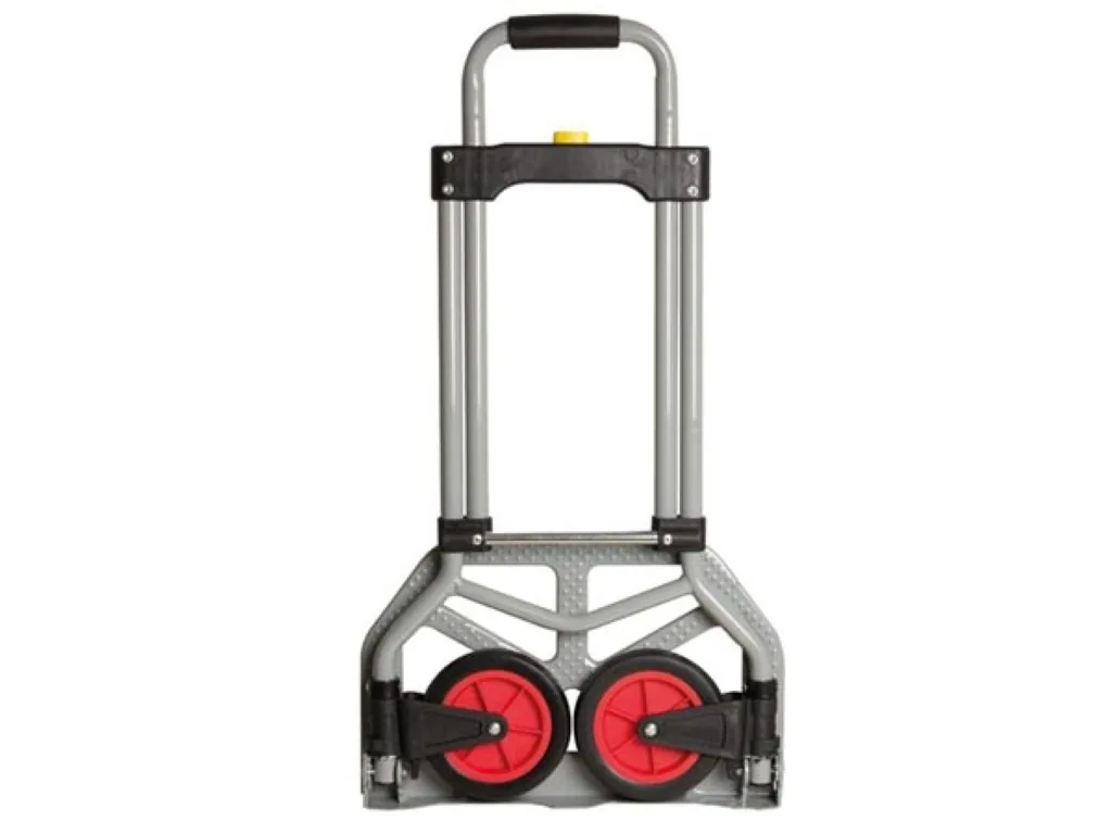 Klappbarer Stahl-Sackkarren mit verstellbarem Griff, leichter Karren mit Gummirädern für Lasten bis 60 kg, kompakter klappbarer Wagen für Zuhause, Büro und Werkstatt, silber