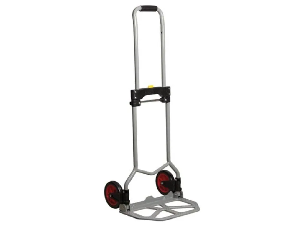Klappbarer Stahl-Sackkarren mit verstellbarem Griff, leichter Karren mit Gummirädern für Lasten bis 60 kg, kompakter klappbarer Wagen für Zuhause, Büro und Werkstatt, silber