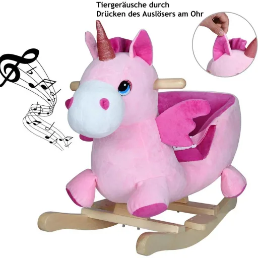 Schaukelstuhl Kinder Einhorn mit Sicherheitsgurt