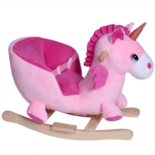 Schaukelstuhl Kinder Einhorn mit Sicherheitsgurt