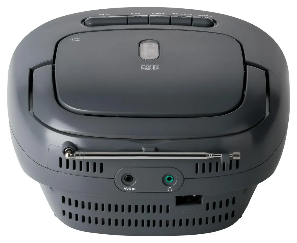 CD Radio Boombox mit UKW-Radio, CD, Kassette und AUX-IN, grau