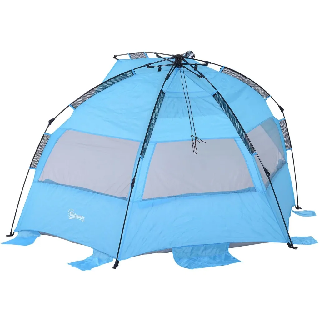 Automatik Strandmuschel Pop up Zelt mit Tragetasche 2 4 Personen 250 x 140 x 140 cm