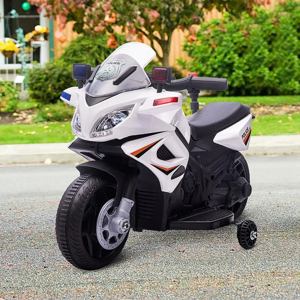 Kinder Polizei Elektromotorrad Polizeimotorrad Elektroauto Kinderwagen für 18 bis 36 Monaten mit 2 Scheinwerfer Polizeil