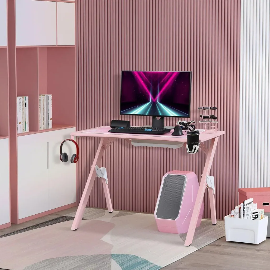 Gaming Tisch Schreibtisch Computertisch Arbeitstisch Möbel für Büro Wohnzimmer Arbeitszimmer, modernes Design, MDF Metal
