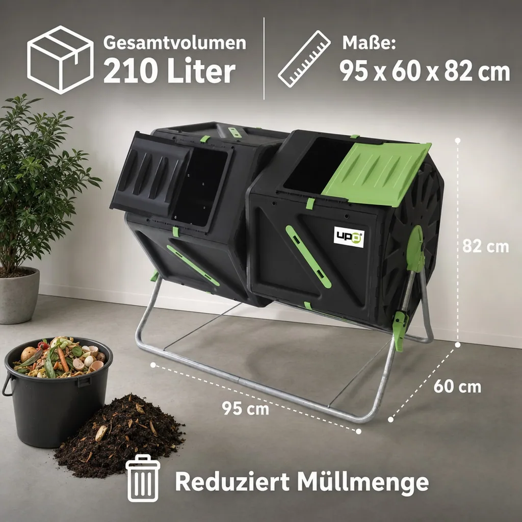 Trommel-Komposter 2 Kammern je 105 Liter