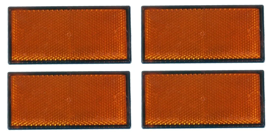 Rückstrahler, 4 Stück, gelb, seitlich, 105 x 55 mm