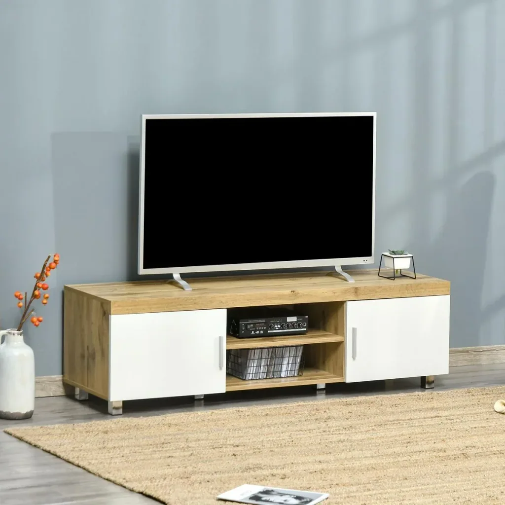 TV Lowborad Fernsehtisch Fernsehschrank TV-Board TV-Schrank TV-Kommode für Fernseher bis 63 Zoll mit 2 Ablageböden Türen