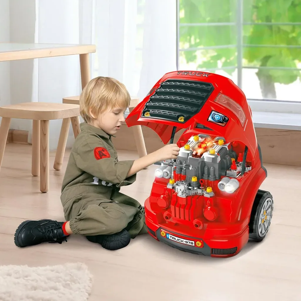 Kinder Motor Werkstatt Werkbank 61-teilig mit Schraube Spin-Schraube RC Autoschlüssel simulierten Sperren Arbeitsplatte