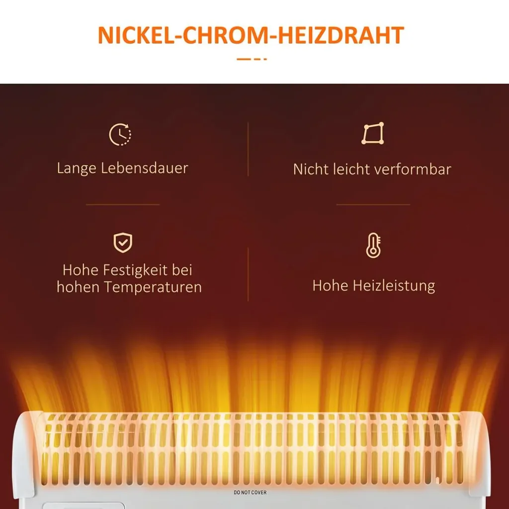 Heizgerät Heizlüfter 2000W mit 3 Stufen Warm 24-Stunden-Timer Metall Kunststoff Weiß 58,5 x 20 x 43 cm