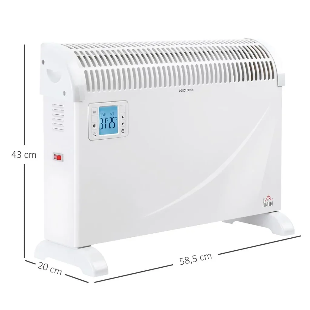 Heizgerät Heizlüfter 2000W mit 3 Stufen Warm 24-Stunden-Timer Metall Kunststoff Weiß 58,5 x 20 x 43 cm