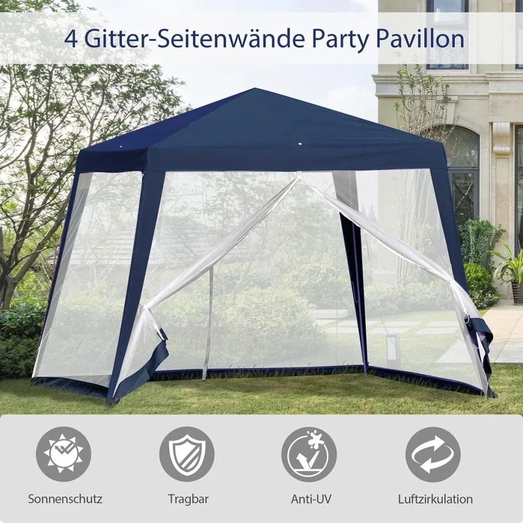 Pavillon mit Moskitonetz beige