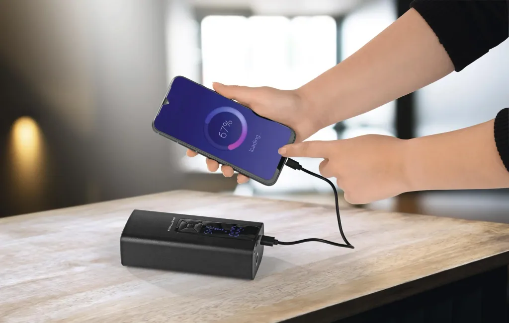 Akku-Handkompressor mit Digital-Display, 12 Volt, schwarz