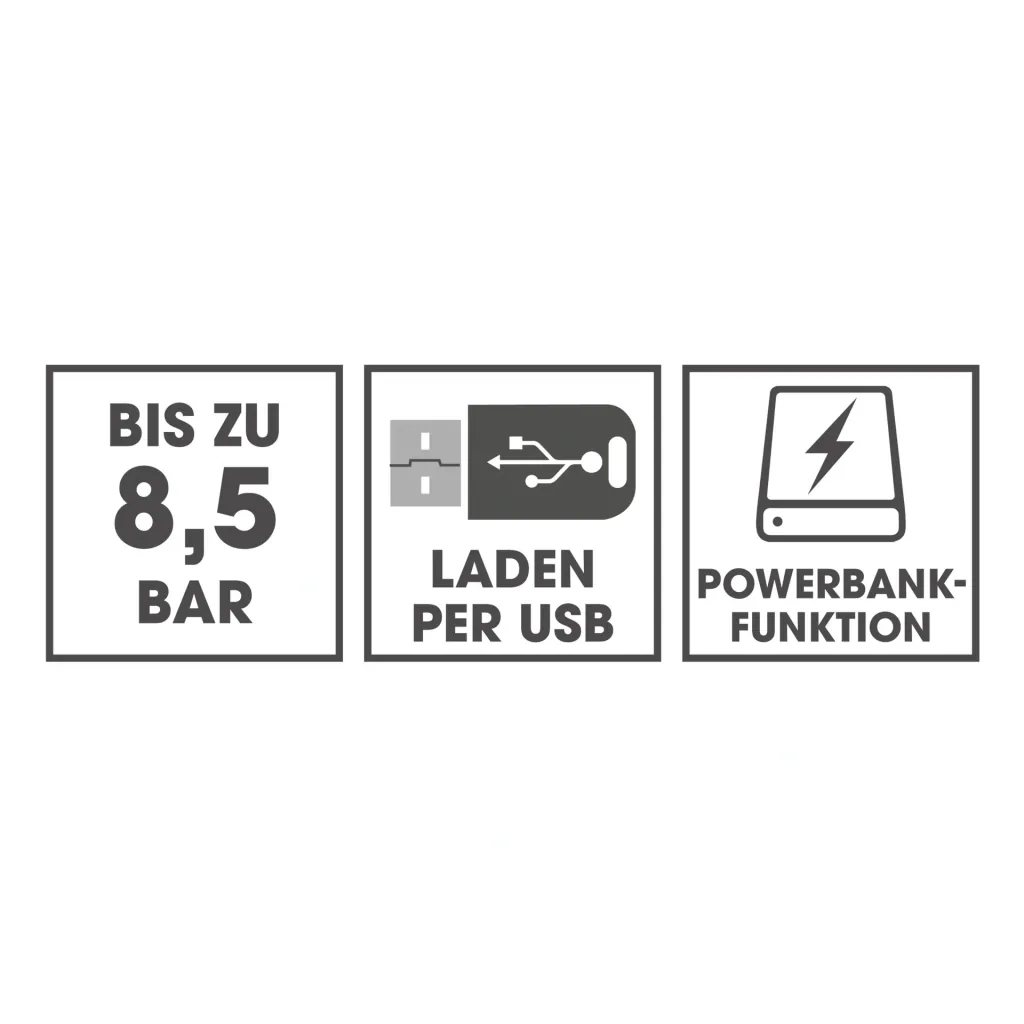 Akku-Handkompressor mit Digital-Display, 12 Volt, schwarz